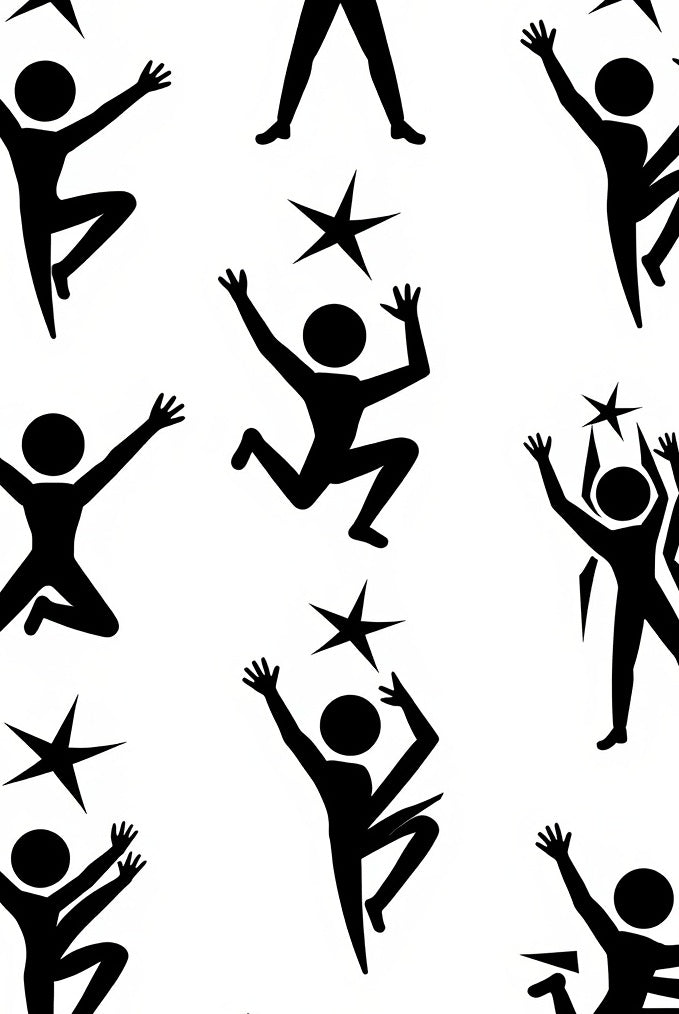 Dynamic Black Figures Reaching For Stars Rug