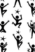 Dynamic Black Figures Reaching For Stars Rug