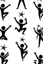 Dynamic Black Figures Reaching For Stars Rug