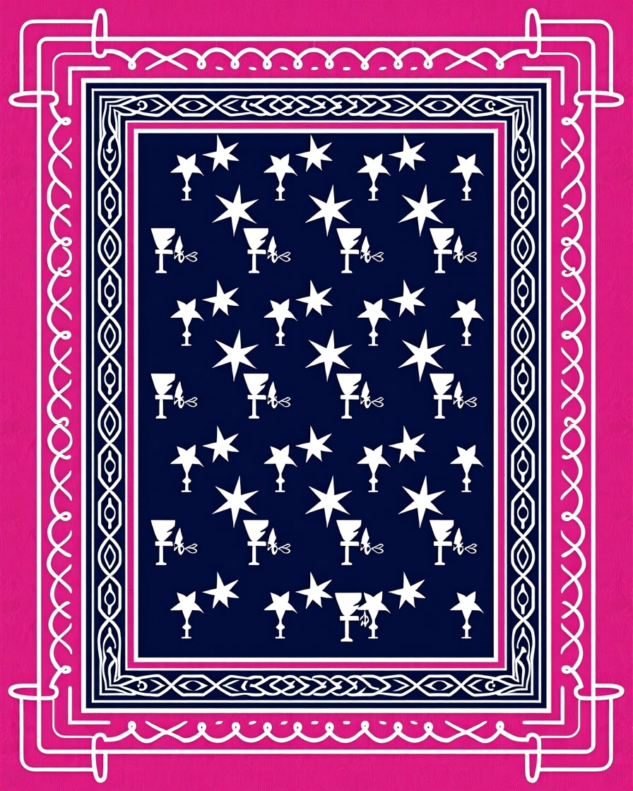 Vibrant Pink Star And Goblet Rug
