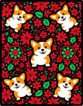 Charming Corgis Red Floral Collage Rug