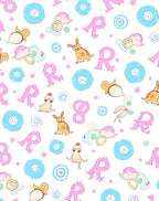 Whimsical Pink R Characters and Animals Rug