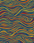 Vibrant Blue Red Yellow Swirl Rug