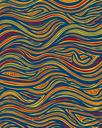 Vibrant Blue Red Yellow Swirl Rug