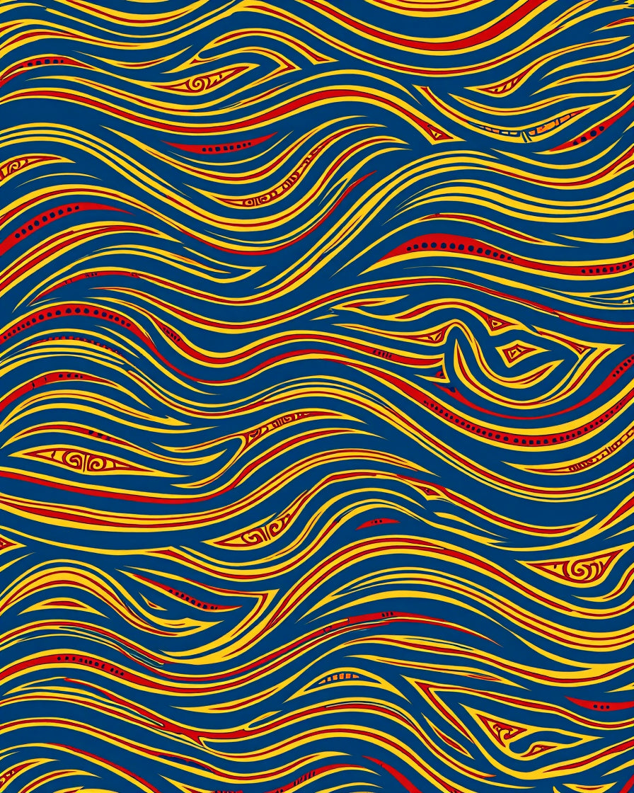 Vibrant Blue Red Yellow Swirl Rug