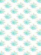Aqua Blue Floral Gold Accents Rug