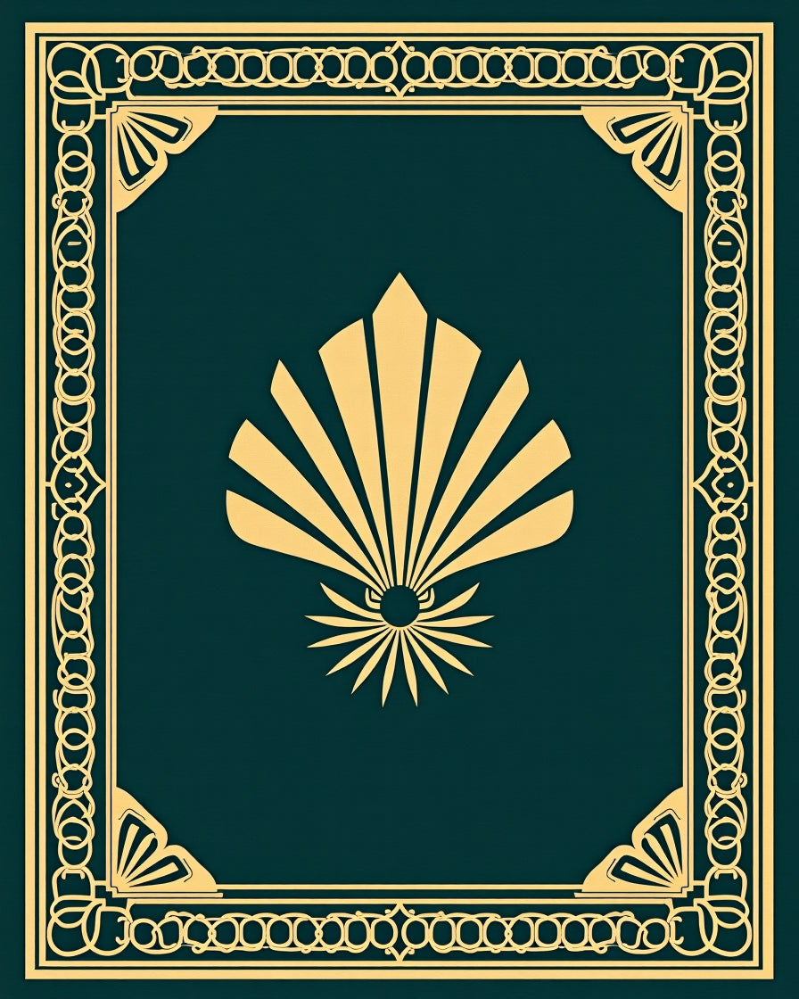 Royal Gold Fan Border Teal Rug