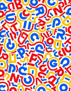 Bold Red Blue Yellow Alphabet Scatter Rug