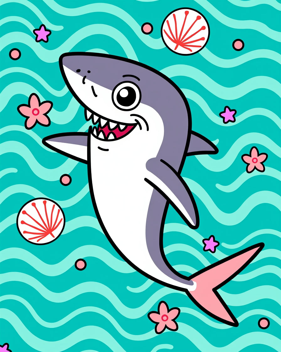 Playful Blue Shark Ocean Wonder Rug