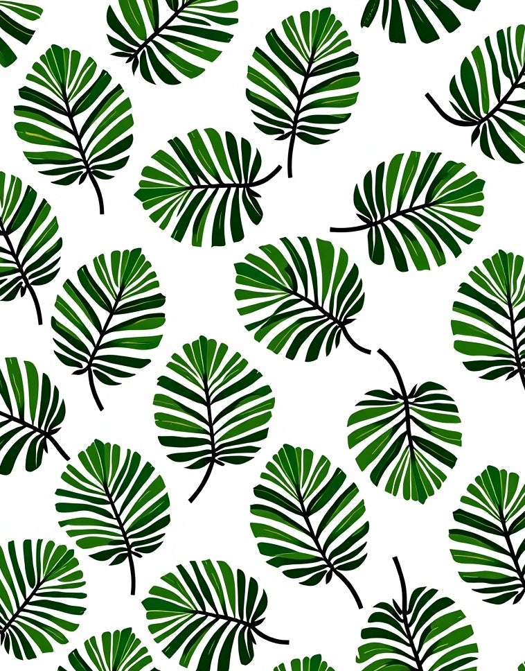 Green Tropical Leaf Pattern Rug