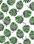 Green Tropical Leaf Pattern Rug