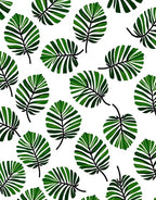 Green Tropical Leaf Pattern Rug