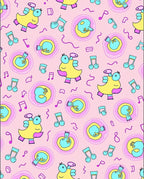Whimsical Yellow Bird Musical Notes Rug