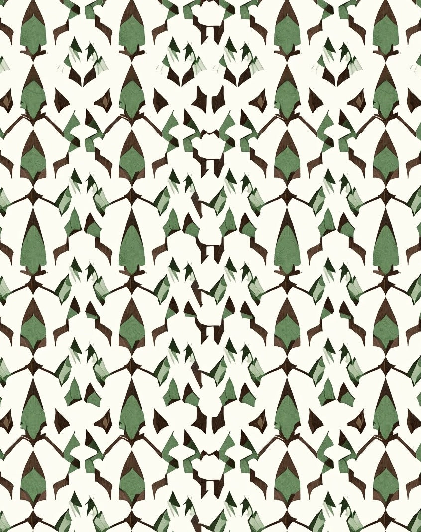 Earthy Green Abstract Geometric Arrangement Rug