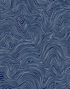Navy White Curving Lines Rug