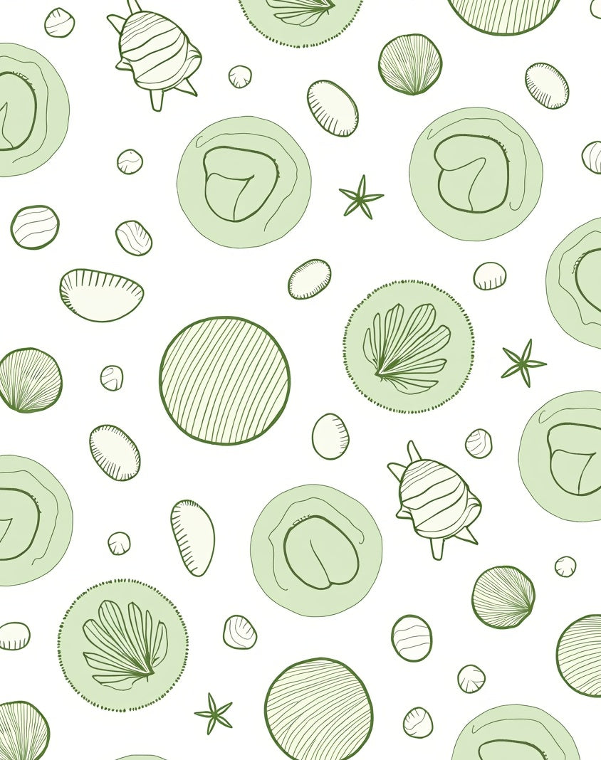 Sea Life Elements Green Circles Rug