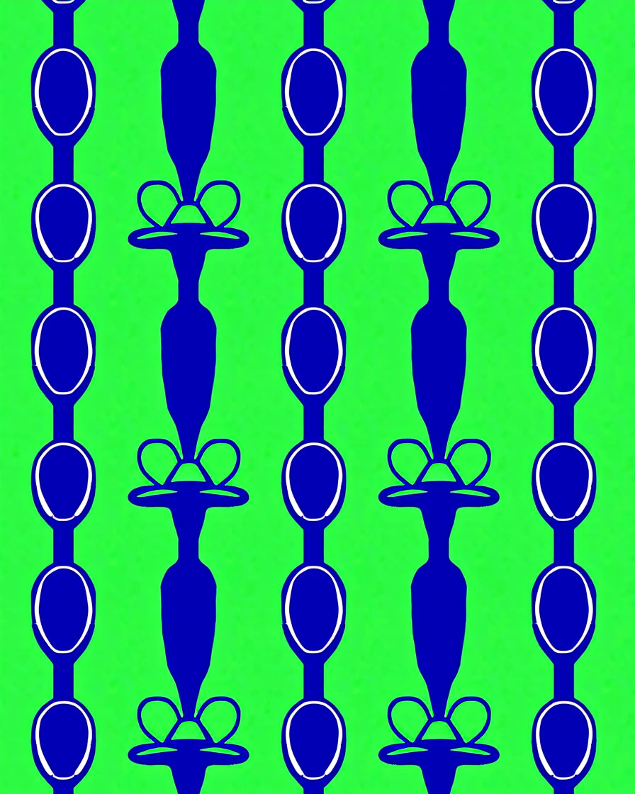 Bold Blue Oval Chain Lattice Rug