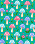 Whimsical Pink Blue Mushroom Garden Rug