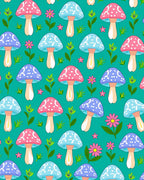 Whimsical Pink Blue Mushroom Garden Rug