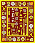 Crimson and Yellow Folk Art Medley Rug