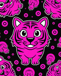 Bright Pink Tiger Circles Rug