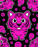 Bright Pink Tiger Circles Rug