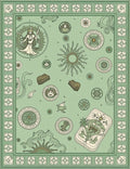 Light Green Mythic Sun Celestial Medallion Rug