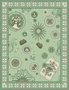 Light Green Mythic Sun Celestial Medallion Rug