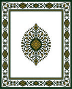 Gold Green Floral Symmetry Border Rug