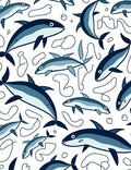 Playful Blue Dolphin Abstract Swirls Rug