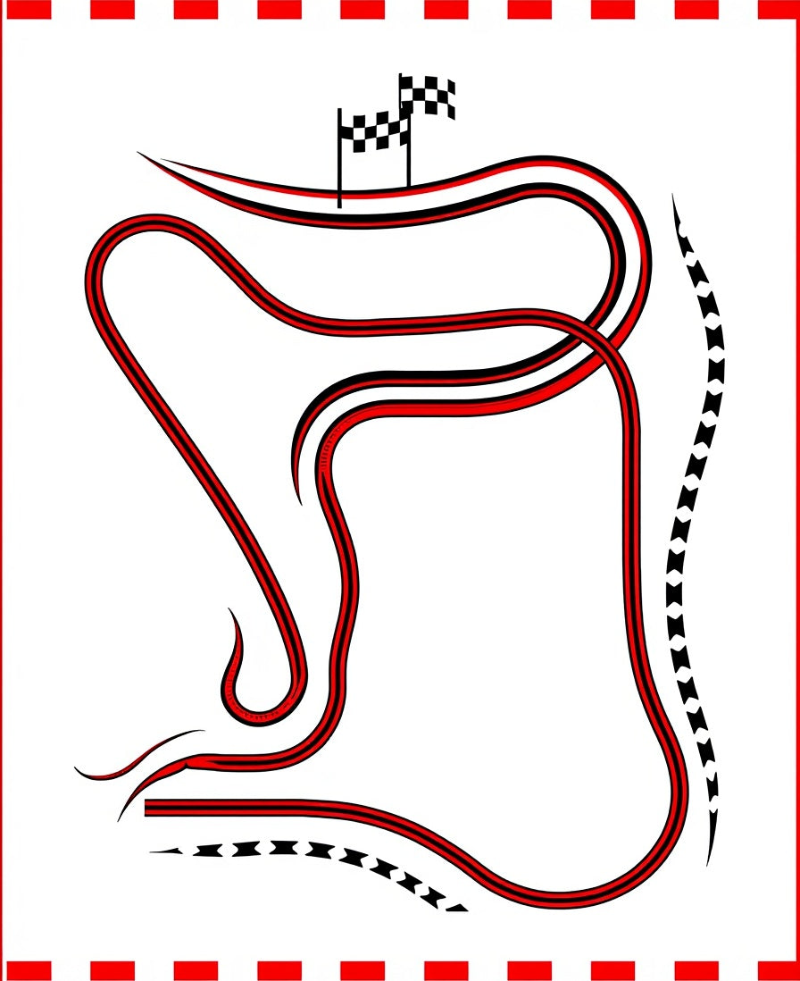 Red Black Racing Track Flags Rug