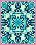 Turquoise Abstract Swirl Medallion Rug