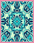Turquoise Abstract Swirl Medallion Rug