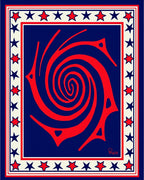 Crimson Spiral Sun Star Border Rug