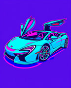 Neon Teal Car With Pink Accents Rug