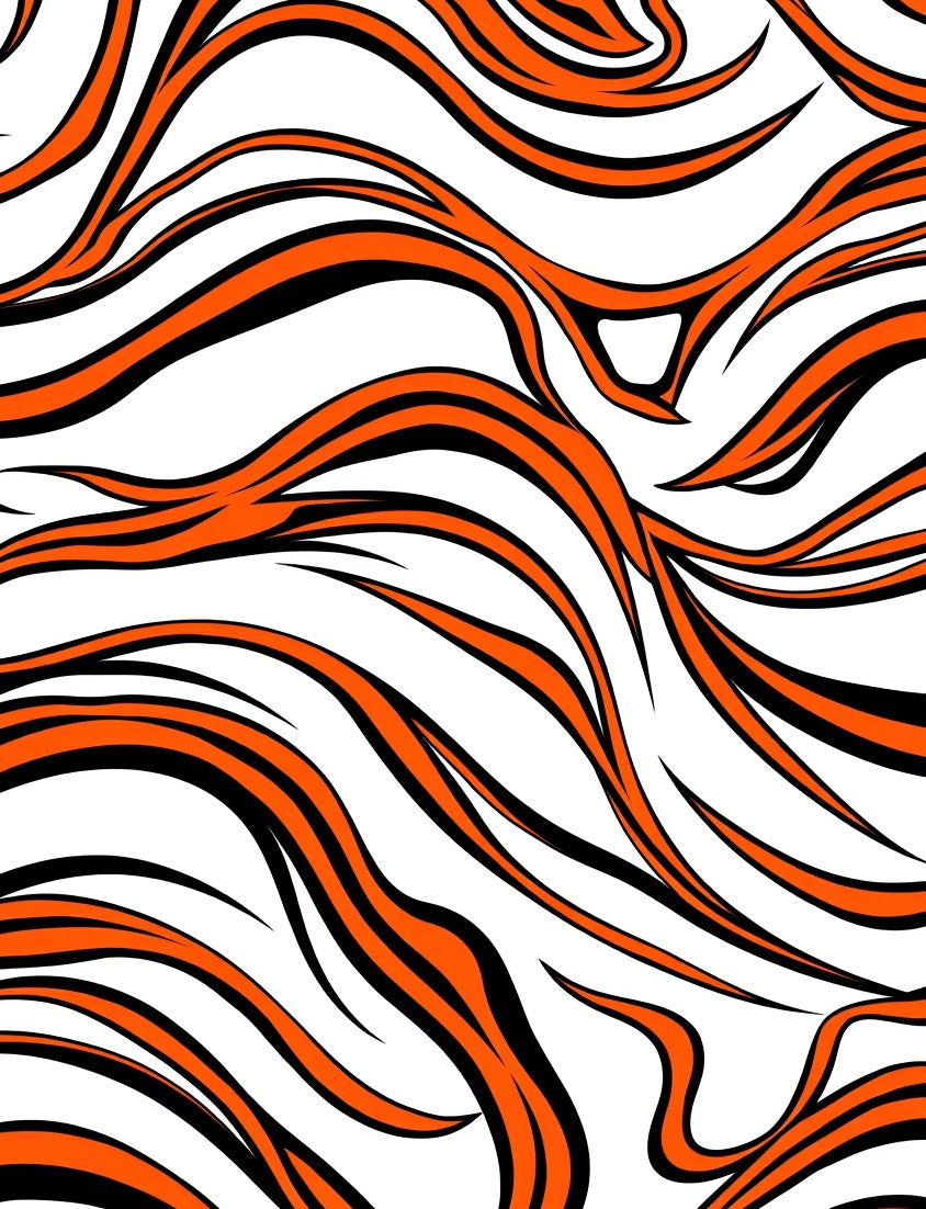 Bold Orange Black Swirl Abstract Rug