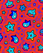 Vibrant Blue Star Whirlygig Rug