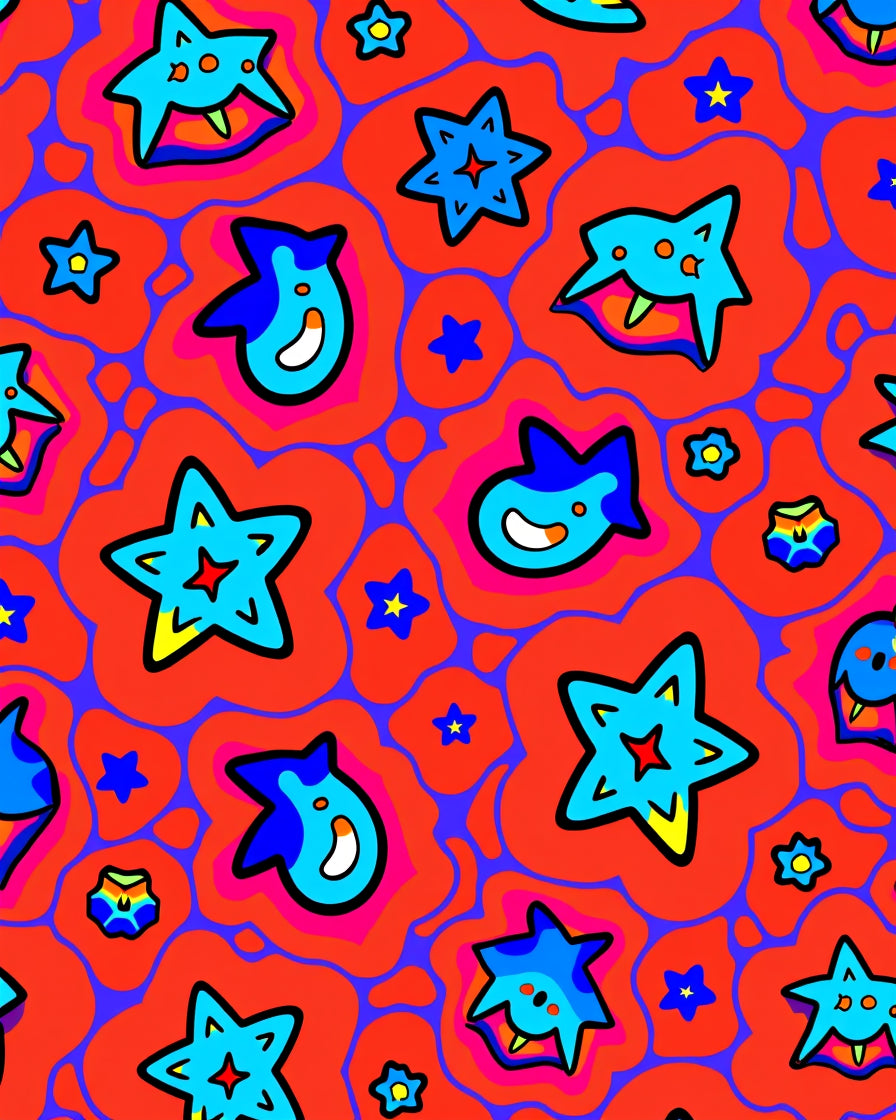 Vibrant Blue Star Whirlygig Rug