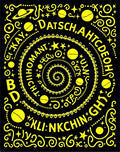Galactic Yellow Alphabet Swirl Rug