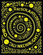 Galactic Yellow Alphabet Swirl Rug