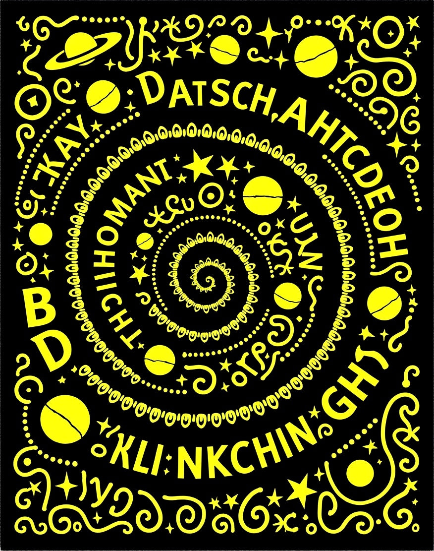 Galactic Yellow Alphabet Swirl Rug