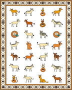 Whimsical Animals Bordered Ivory Rug
