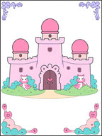 Pink Castle with Cute Hippo Charm Rug