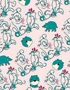 Teal Animals Floral Scrollwork Charm Rug