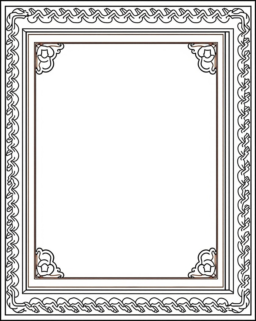 Ornate Black Bordered Geometric Frame Rug