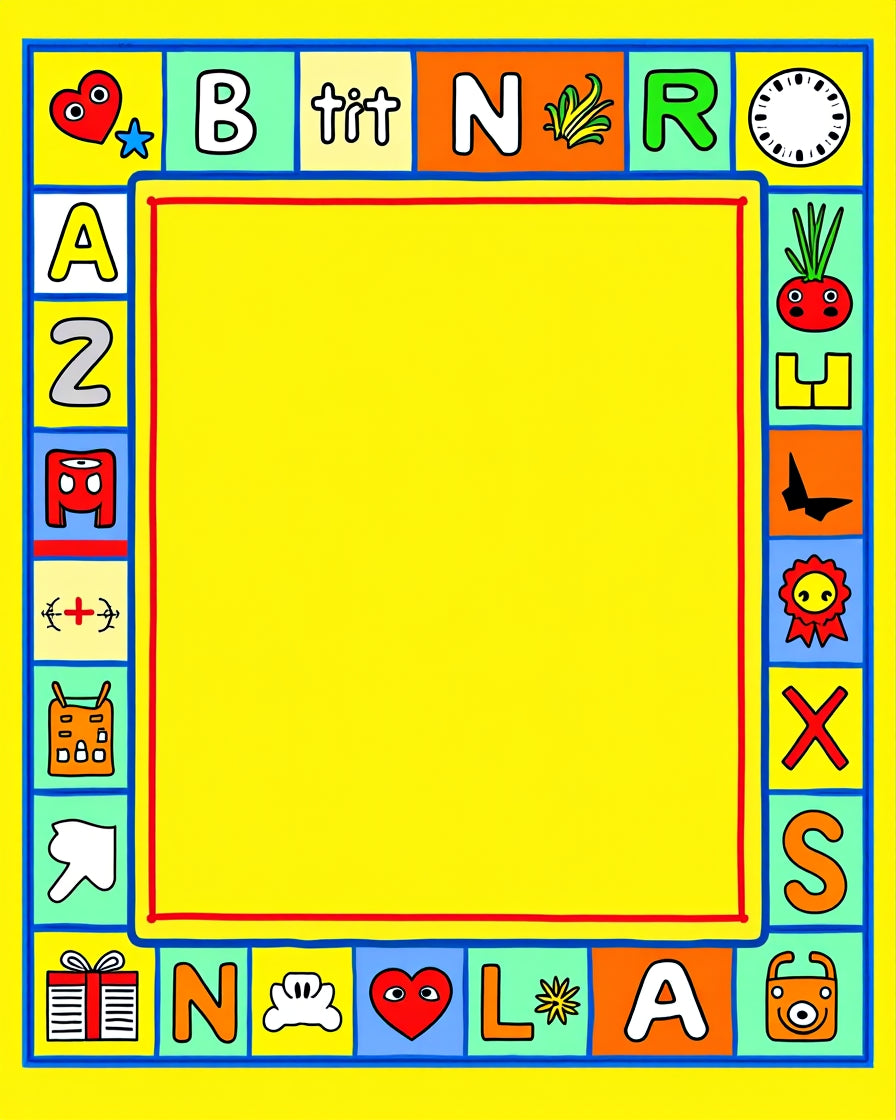 Playful Alphabet Border Yellow Rug