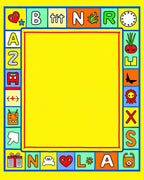 Playful Alphabet Border Yellow Rug