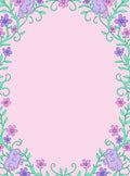 Pastel Floral Elephant Vines Border Rug