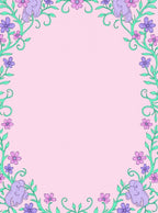Pastel Floral Elephant Vines Border Rug
