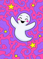 Whimsical Ghost Stars Pink Purple Vibe Rug
